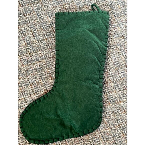 3D Christmas Santa Elf Stocking With Stars & Bear Shoes Green Felt Lined 18" L - Picture 8 of 9